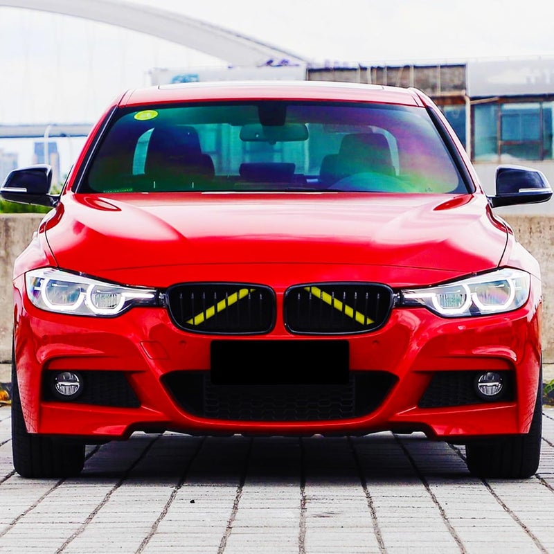 SHSBSCAR M-Sport V Brace Grille Inserts Stripes Trim, Compatible with BMW 3/4 Series F30 F32 320 328i 330 335 428 435 Front Grille Trim Stripes Cover (Yellow) - Image 5